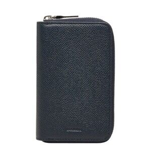 Bally Zip-Around Key Case, Navy Leather, Women's